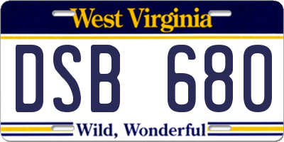WV license plate DSB680