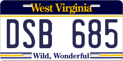 WV license plate DSB685