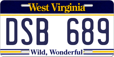 WV license plate DSB689