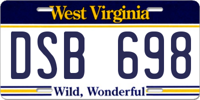 WV license plate DSB698