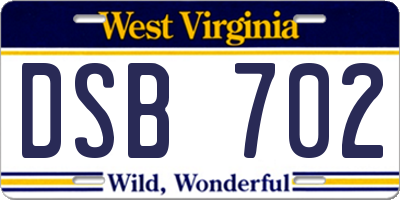 WV license plate DSB702