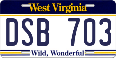 WV license plate DSB703