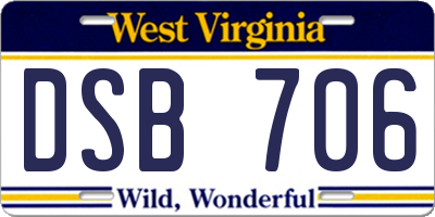 WV license plate DSB706