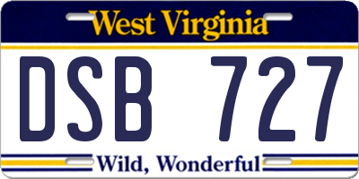 WV license plate DSB727
