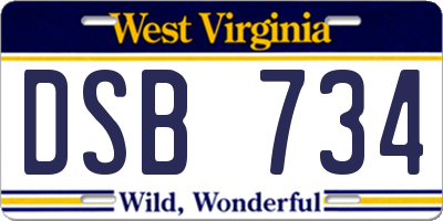 WV license plate DSB734