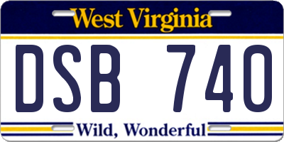 WV license plate DSB740