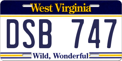WV license plate DSB747