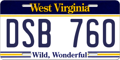 WV license plate DSB760