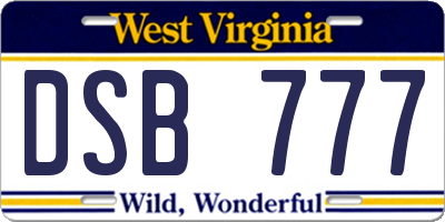 WV license plate DSB777