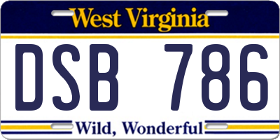 WV license plate DSB786