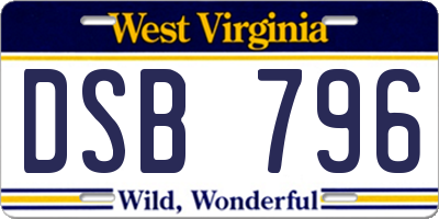 WV license plate DSB796