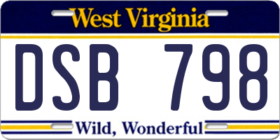 WV license plate DSB798