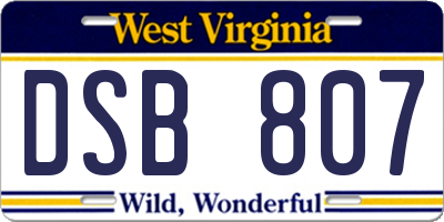 WV license plate DSB807