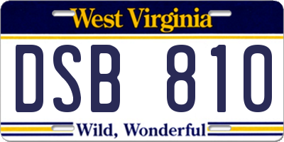 WV license plate DSB810