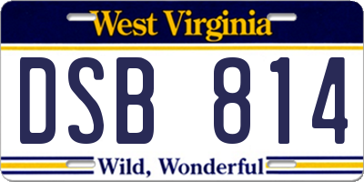 WV license plate DSB814