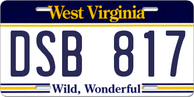 WV license plate DSB817