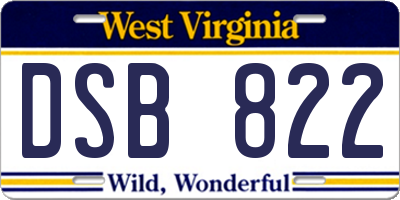 WV license plate DSB822
