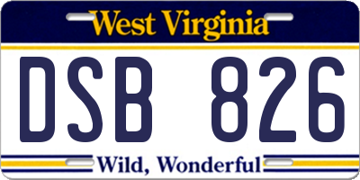 WV license plate DSB826