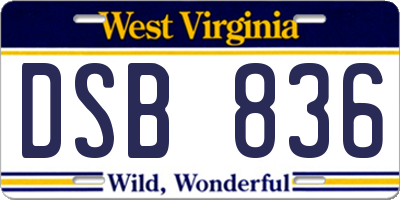 WV license plate DSB836