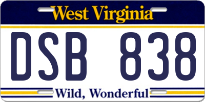 WV license plate DSB838