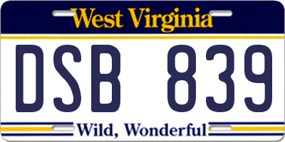 WV license plate DSB839