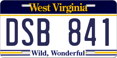 WV license plate DSB841
