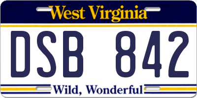 WV license plate DSB842