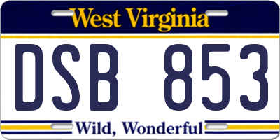 WV license plate DSB853