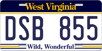 WV license plate DSB855