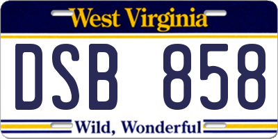 WV license plate DSB858