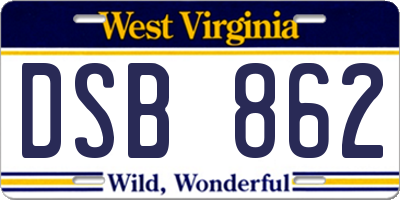 WV license plate DSB862