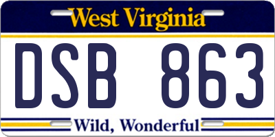 WV license plate DSB863