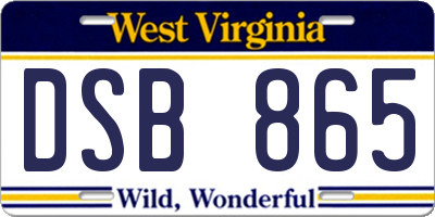 WV license plate DSB865