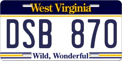 WV license plate DSB870