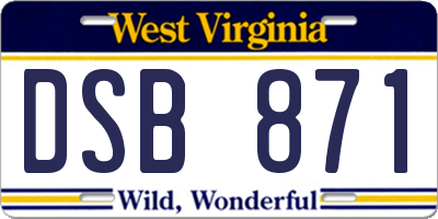 WV license plate DSB871