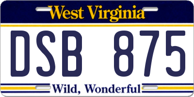 WV license plate DSB875