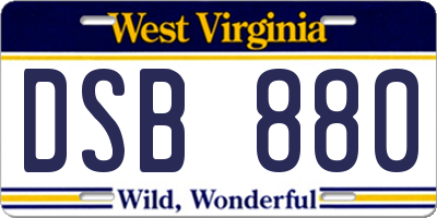 WV license plate DSB880