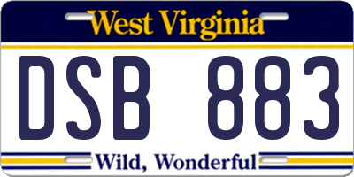 WV license plate DSB883