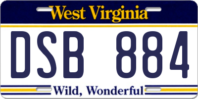 WV license plate DSB884