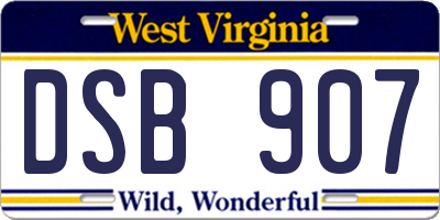WV license plate DSB907