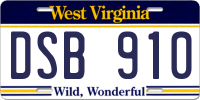 WV license plate DSB910