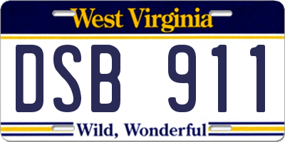 WV license plate DSB911