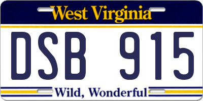 WV license plate DSB915