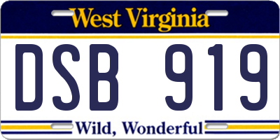 WV license plate DSB919