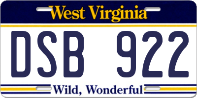 WV license plate DSB922