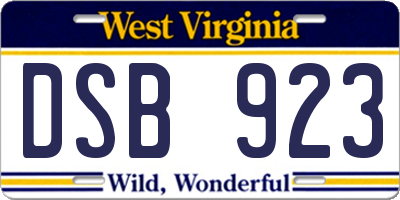 WV license plate DSB923