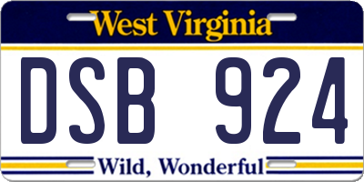 WV license plate DSB924