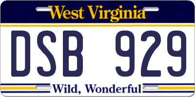 WV license plate DSB929