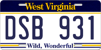 WV license plate DSB931