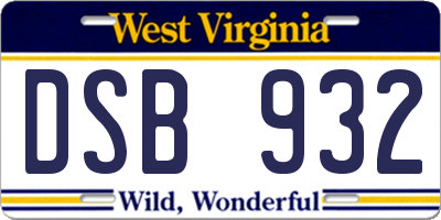 WV license plate DSB932